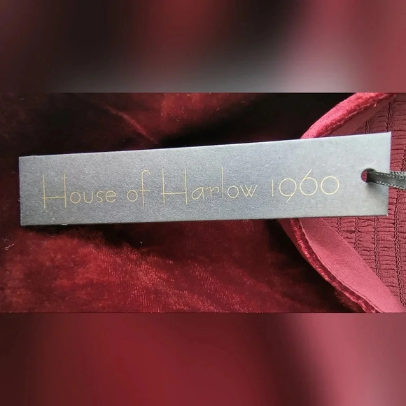 House of Harlow 1960 Burgundy Velvet Mini Dress with Shoulder Ties, S, NWT - Picture 5 of 12